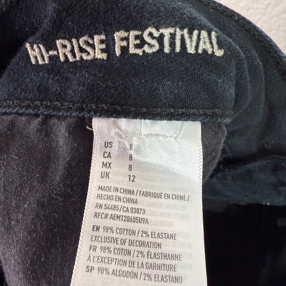 American‎ Eagle Outfitters Black Denim Shorts Hi-Rise Festival Distressed Size 8 - Picture 3 of 7